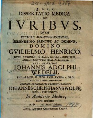 Dissertatio medica de iuribus