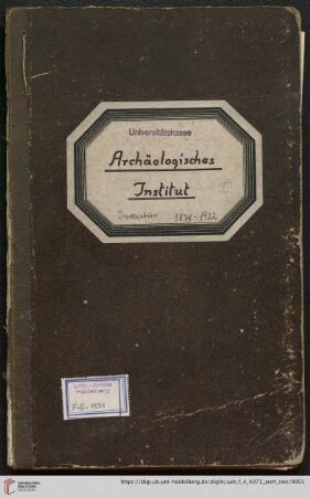 Archäologisches Institut: Inventar 1878-1922