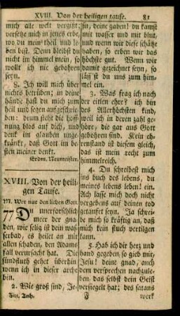 XVIII. Von der heiligen Taufe