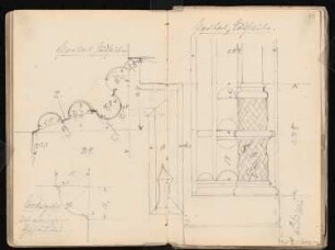 Skizzenbuch: Rathäuser Bocholt, Wernigerode, Goslar, Alsfeld: Rathaus Alsfeld. Fassadendetail Portal