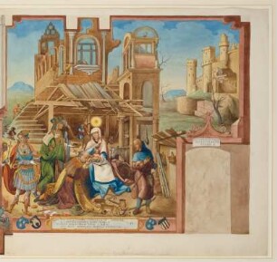 Anbetung der Heiligen Drei Könige (rechte Hälfte der Darstellung)