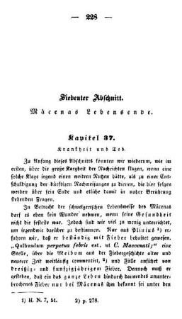 Siebenter Abschnitt. Mäcenas Lebensende.