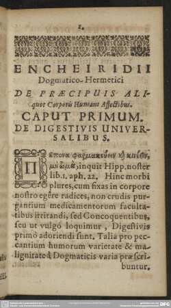 Caput Primum. De Digestibus Universalibus