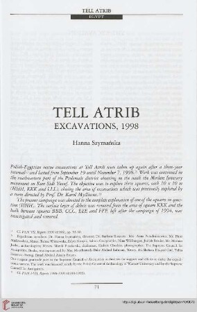 10: Tell Atrib : excavations, 1998