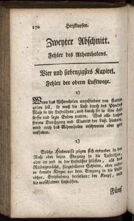 Zweyter Abschnitt. Fehler des Athemholens