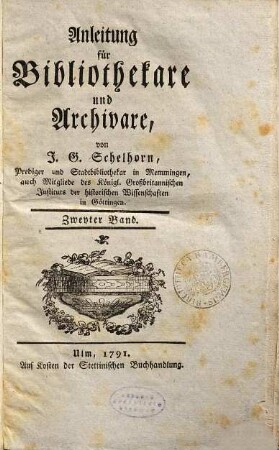 Anleitung für Bibliothekare und Archivare, 2