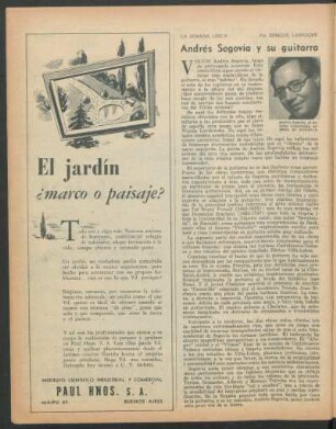 La semana lírica : Andrés Segovia y su guitarra