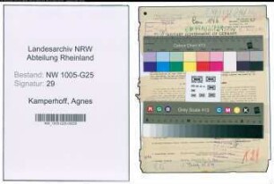 Entnazifizierung Agnes Kamperhoff , geb. 02.01.1907 (Kontoristin)