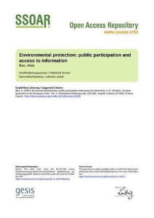 Environmental protection: public participation and access to information