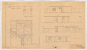 Siedlungsprojekt: Flachbau, 4,5 Zimmer Typ D, Grundriss, Ansichten 1:50