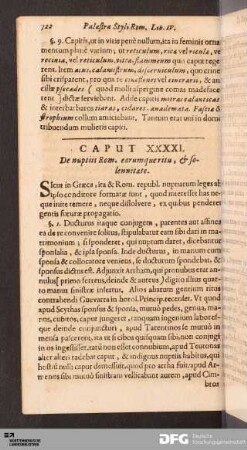 Caput XXXXI. De nuptiis Rom, earumque ritu, & solennitate