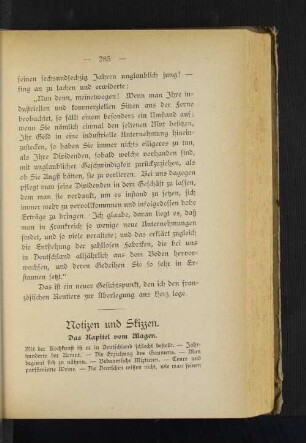 Notizen und Skizzen. Das Kapitel vom Magen.