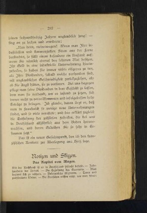 Notizen und Skizzen. Das Kapitel vom Magen.