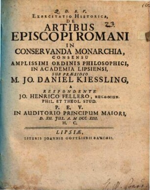 Exercitatio hist. de artibus episcopi romani in conservanda monarchia