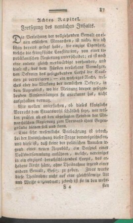 Achtes Kapitel. Fortsezung des nemlichen Inhalts.
