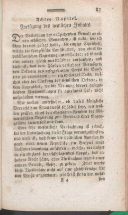 Achtes Kapitel. Fortsezung des nemlichen Inhalts.