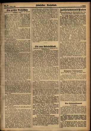 Zweite Ausgabe vom Freitag, den 09. März 1934.