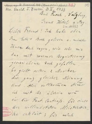 Brief an Ferruccio Busoni : 04.08.1922