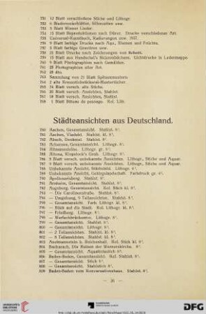 Städteansichten aus Deutschland (Nr. 780-1210)