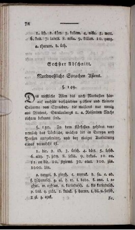 Sechster Abschnitt. Nordwestliche Sprachen Asiens