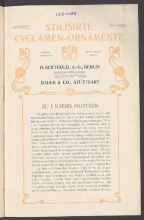 Stilisirte Cyclamen-Ornamente : Sommerheft Mai-Juni 1901