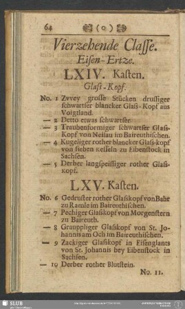 Vierzehende Classe. Eisen-Ertze