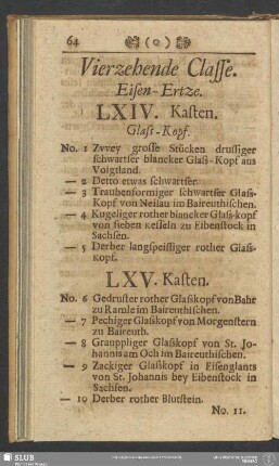 Vierzehende Classe. Eisen-Ertze