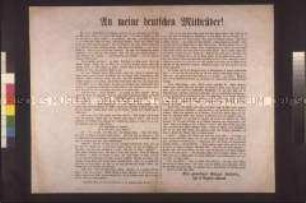 Maueranschlag: An meine deutschen Mitbürger! Aufruf eines ehemaligen Berliner Bürgers zur Verfassungsfrage; Berlin, 30. Mai 1848