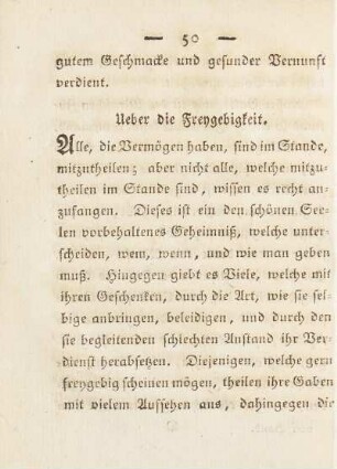 Ueber die Freygebigkeit.