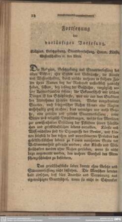Fortsetzung der vorläufigen Vorlesung