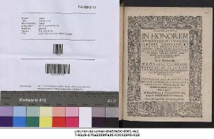 Gratvlatoria In Honorem Ornatissimi Ivvenis ... Dn. Erasmi Reinholdi Salueldensis, cum ipsi in inclyta & illustri Salanâ summus in Philosophia honos & magisterij dignitas, anno Christi 1600. 4. Calend. Augusti publicè decerneretur, Sub Rectoratu ... Dn. Ioannis Stromeri ... A Spectabili Philosophici Collegij Decano ... Dn. Zacharia Brendelio ... : Scripta & dicata à Mecœnatibus, amicis, commensalibus, & conterraneis