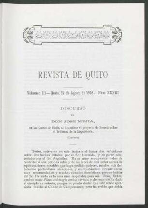Núm. XXXIII - Quito, 27 de Agosto de 1898