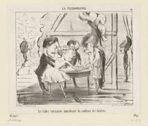 Les Tables tournantes moralisant les coulisses des théâtres, Blatt 10 der Folge "La Fluidomanie", in: "Le Charivari", Paris 1853