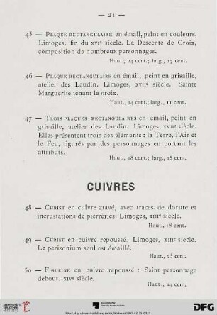 Cuivres (Nr. 48-54)