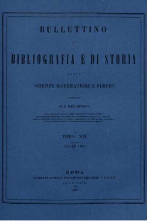 Tomo XIV. Aprile 1881.