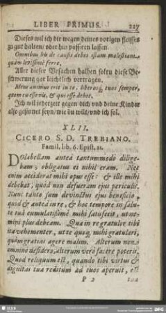 XLII. Cicero S.D. Trebiano. Famil. lib. 6. Epist. 11