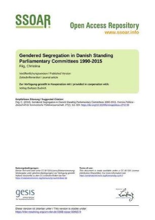 Gendered Segregation in Danish Standing Parliamentary Committees 1990-2015