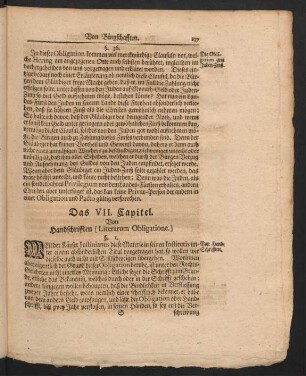 Das VII. Capitel. Von Handschrifften [Literarum Obligatione.]