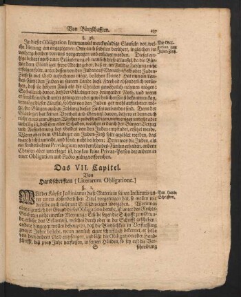 Das VII. Capitel. Von Handschrifften [Literarum Obligatione.]