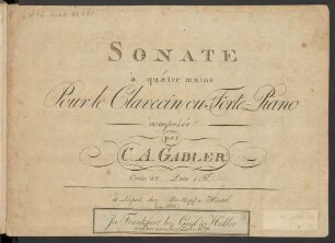 Sonate à quatre mains Pour le Clavecin ou Forte-Piano Oeuv. 22.