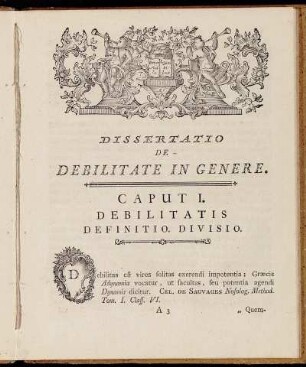 Caput I. Debilitatis Definitio. Divisio.