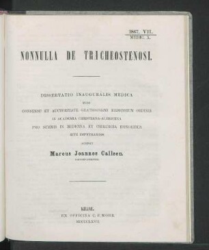 Nonnulla De Tracheostenosi.