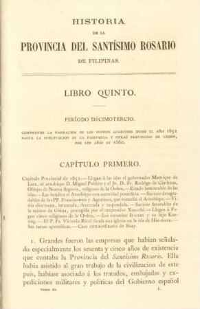 Capítulo primero. Capítulo Provincial de 1652. - ...