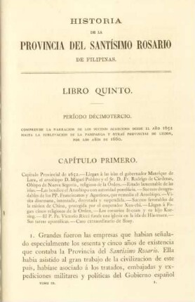 Capítulo primero. Capítulo Provincial de 1652. - ...