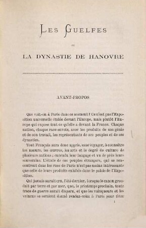 Les Guelfes en 1867 : ou la dynastie de Hanovre
