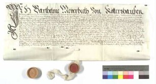 Bartolme Mayerbeckh von Kettershausen verkauft an Äbtissin Brigitta und Konvent zu Söflingen 1/2 Jauchert Ackers um 164 Gulden.