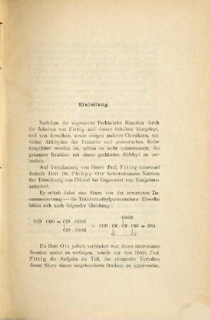 Einwirkung von Chloral auf bernsteinsaures Natrium bei Gegenwart von Essigsäure-Anhydrid