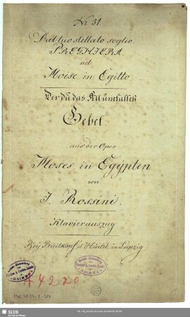 Mosè in Egitto. Excerpts. Arr - Mus.4804-F-514 : V (4), pf