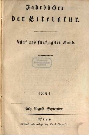 Jahrbücher der Literatur. 55. 1831