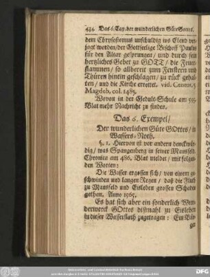Das 6. Exempel/ Der wunderlichen Güte GOttes/ in Wassers-Noth.